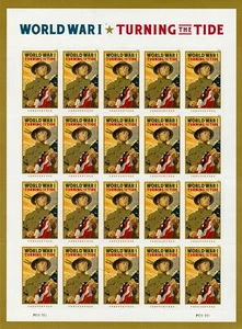 World War I Turning the Tide USPS Forever (20) Stamps Sheet US Soldier Flag - Picture 1 of 1