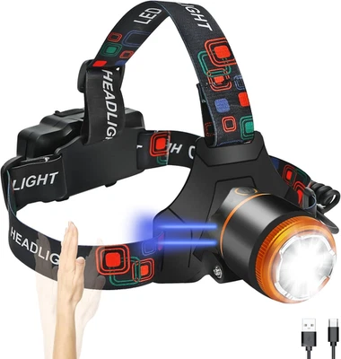 Linterna Frontal LED Recargable, Con Sensor De Movimiento Y 4 Modos De Luz, IP45 - Imagen 1 de 4