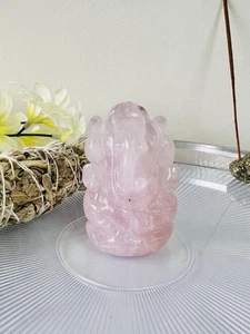 Rose Quartz Lord Ganesha 2.8” Hand-Carved, Healing Energy - Picture 1 of 8