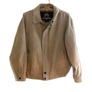 Weatherproof Garment Co Men's Micro Washable Suede Full Zip Coat Jacket Tan Sz S - Picture 1 of 15