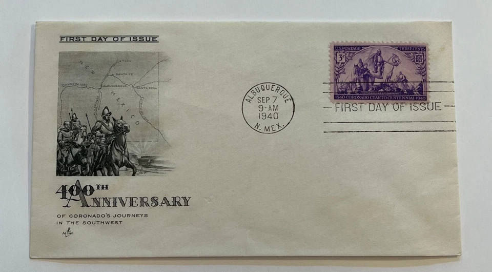 1940 3c Coronado Journey 400th Ann. Postage Stamp #898 First Day Cover- ArtCraft - Image 1 of 1