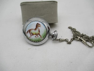 Molnija Taschenuhr Russia – Handaufzug „Pferd Pony Motiv“ + Uhrenkette - Bild 1 von 4