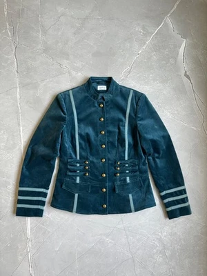 Chaqueta Blazer Corsé Napoleón Militar Terciopelo Años 00 Mujer Talla L Azul Egeo Foto 1 de 4