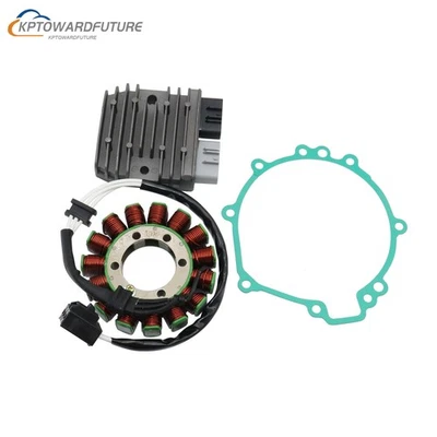FIT 06-07 ZX-10R MAGNETO BOBINA ESTATOR + REGULADOR DE VOLTAJE RECTIFICADOR + JUNTA NUEVO Foto 1 de 4