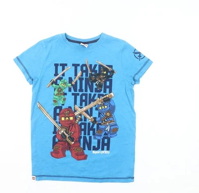 Next Boys Blue LEGO Ninjago T-Shirt Age 9 Years Crew Neck Short Sleeve - Image 1 of 4