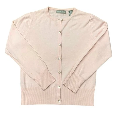 Женский свитер Kate Hill PS S Petite шерсть мериноса на пуговицах вязаный бледно-розовый *пятна - Изображение 1 из 4