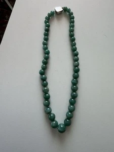 Vintage Green Aventurine Necklace Sterling Silver Box Clasp MCM m Hand-Strung - Picture 1 of 6
