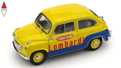 1/43 BRUMM FIAT 600 BRODO LOMBARDI 1960 YELLOW BLUE - Immagine 1 di 3