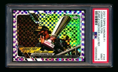 2021 TOPPS CHROME F1 #144 LEWIS HAMILTON PURPLE CHECKER REFRACTOR #98/199 PSA 9! - Image 1 of 2