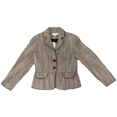 Ann Taylor Factory Store Petites Black White Wool Blend Blazer Women's Size 2P - Image 1 of 4