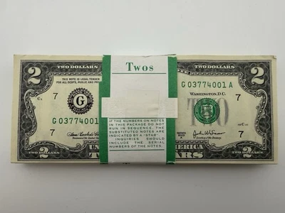 2003-A $2 FRN BEP Pack Consecutive Full pack 1-100 Item #708 - Image 1 of 4