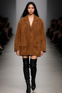 Facconable Suede Leather Coat Oversized Light Brown Soft Jacket Med Pristine - Picture 1 of 11