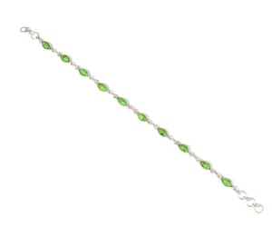 925 massives Sterlingsilber grüner Türkis HANDARBEIT ARMBAND - 8 Zoll - Bild 1 von 3