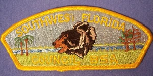 Boy Scouts SOUTHWEST FLORIDA Council Strip Patch CSP BSA Scouting Uniform Bear - Picture 1 of 6