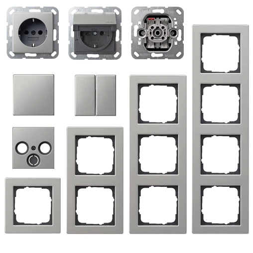 Gira E2 System 55 Edelstahl Rahmen Schalter Steckdosen Wippen - zur Auswahl