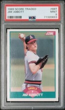 1989 Score Rookie and Traded Jim Abbott Rookie Baseball Card #88T PSA 9