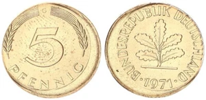 Deutschland 5 Pfennig 1971 G Fehlprägung : 15% dezentriert prägefrisch 111342 - Bild 1 von 1