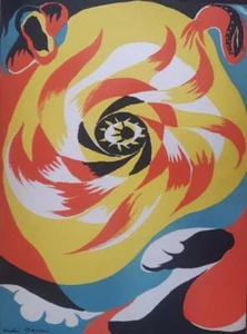 ORIGINAL LITHOGRAPHY “LE SOLEIL” BY ANDRE MASSON - VERVE 1938 (6C-V2-101) - Picture 1 of 2