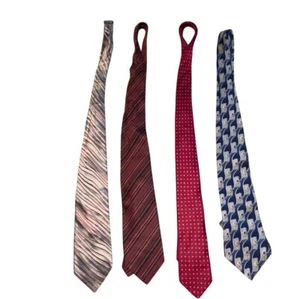 Mens 4 Piece Neck Tie Lot-Multicolor-Silk/Silk Blend-OS-GUC - Picture 1 of 4