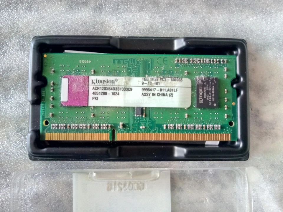 Kingston RAM SO-DIMM DDR3 1GB 1Rx8 PC3-10600S ACR128X64D3S1333C9 - Immagine 1 di 1