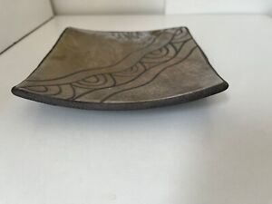 Rectangle Vintage Green Ceramic Plate With Surface Design