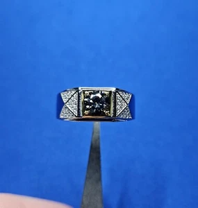 1ct D VVS1 Gray Moissanite Ring Men 925 Sterling Silver Size 10 GRA - Picture 1 of 7