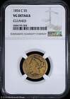 1854-C $5 Gold Liberty Head Half Eagle NGC VG Details