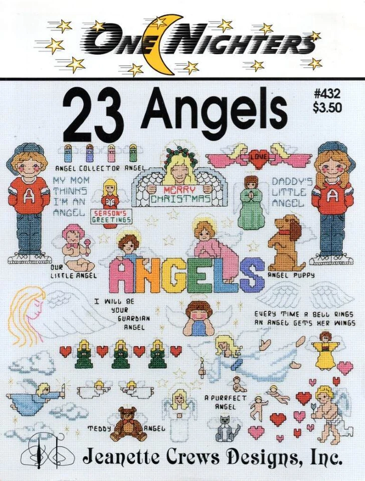 OOP!!! CROSS STITCH ONE NIGHTERS 23 ANGELS CUTE CHARTS - Image 1 of 1