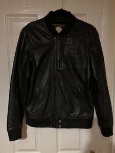 pretty green leather zip through jacket