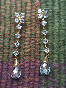 New 14 karat Solid gold Sky Blue Topaz earrings 3.2 Grams With Backs - Picture 1 of 24