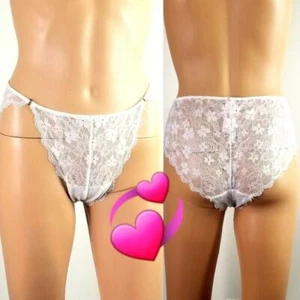 VICTORIA'S SECRET PANTY DREAM ANGELS CHEEKINI LACE RINGS WHITE size XL $16.50 - Picture 1 of 12