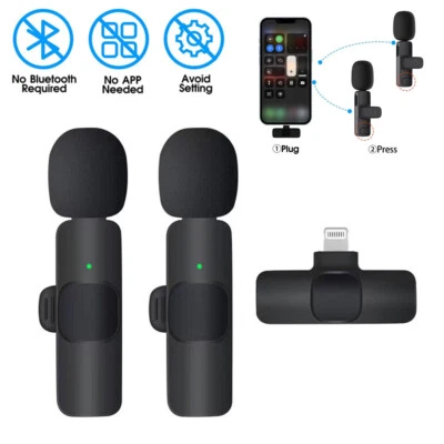 Wireless Lavalier Microphone for iphone Audio Video Recording Mic Vlog YouTube - Image 1 of 4