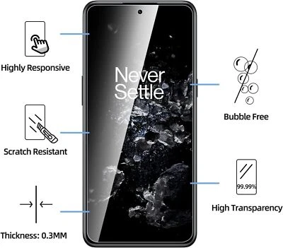 For OnePlus 10T 5G 9H Clear Tempered Glass Screen Protector Film - Image 1 of 4