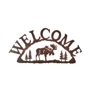 Northwoods Welcome Signs Woodland Moose Cabin Welcome Wall Plaque Porch Sign - Picture 1 of 1