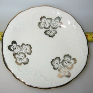 VINTAGE RIEBER BAVARIA BLUMEN UNTERTASSE 32 GOLDRAND 8cm Ø   - Bild 1 von 2