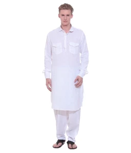 Uomo Lucknowi Pathani dabbang Kurta con salwar Miglior abbigliamento da festa Cotone Kurta st - Foto 1 di 5