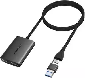 USB C to Dual HDMI Adapter 4K 30hz 1080 60hz Multi Monitor Converter for Dell HP - Picture 1 of 8