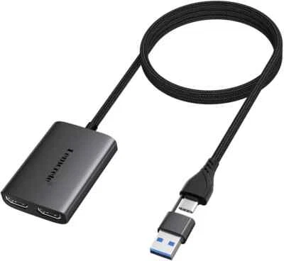 USB C to Dual HDMI Adapter 4K 30hz 1080 60hz Multi Monitor Converter for Dell HP - Image 1 of 4