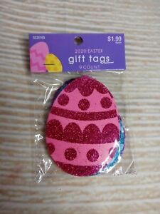 New! 9 Easter GIFT TAGS Glitter Eggs Crafts Decor 2.5" x 3"