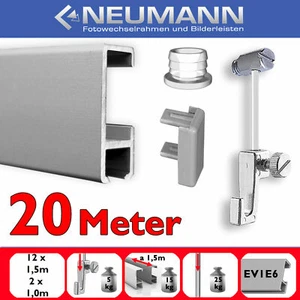 Galerieschiene mit Gleiter 20 m, Bilderschienen-Set, silber matt - Bild 1 von 1