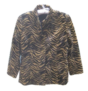 CARLA ZAMPATTI vintage faux fur tiger print jacket sz 12 pockets - Picture 1 of 12