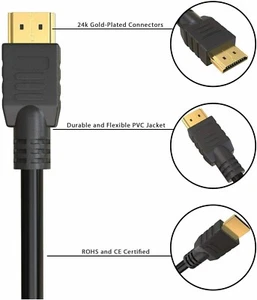 5M HDMI to HDMI Cable V2.0 High Speed Ethernet Gold 24k UHD TV 4K Sky Xbox LEAD - Picture 1 of 8