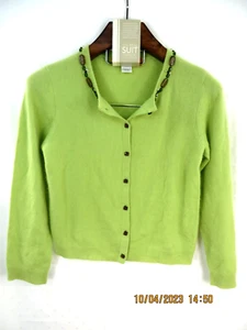 CYNTHIA STEFFE GR. L 100% Kaschmir Hong Kong Pistaziengrün Strickjacke Pullover - Bild 1 von 21