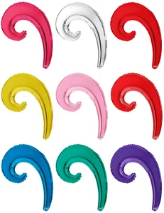 14" Kurly Wave Spiral Foil Balloon - Air Fill Only - Choose From 13 Colors - Picture 1 of 14