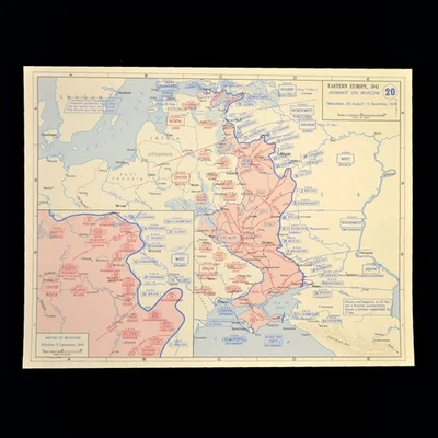 WWII German Advance on Moscow Battle of Moscow Map Operation Barbarossa - Image 1 of 4