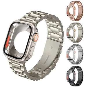 Bracelet Acier Inoxydable 304L avec Coque PC pour Apple Watch 45mm 44mm - Zdjęcie 1 z 33