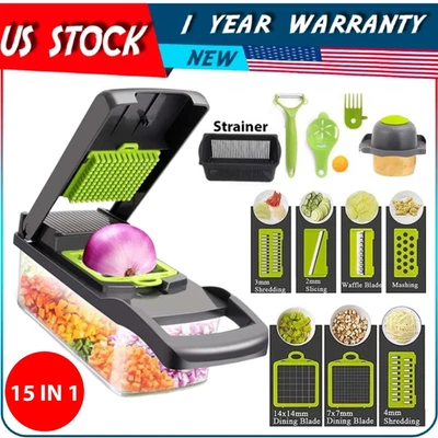 Cortador de frutas y verduras 15 en 1 cortador de alimentos cebolla cortador de verduras cocina Foto 1 de 4