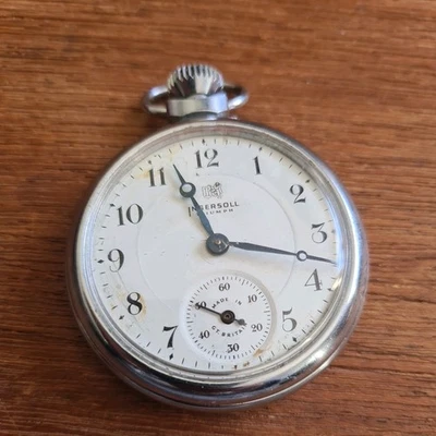 Vintage Chrome Ingersoll Triumph Pocket Watch Working  - Image 1 of 4