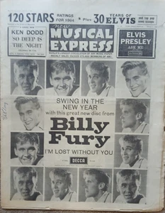 New Musical Express January 1st 1965, Billy Fury, Elvis Presley, Moody Blues - Imagen 1 de 1