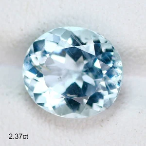 2.37 Ct Shimmering Perfect Oval 9.1 x 8.3 MM Aqua Blue Brazil Natural Aquamarine - Picture 1 of 5